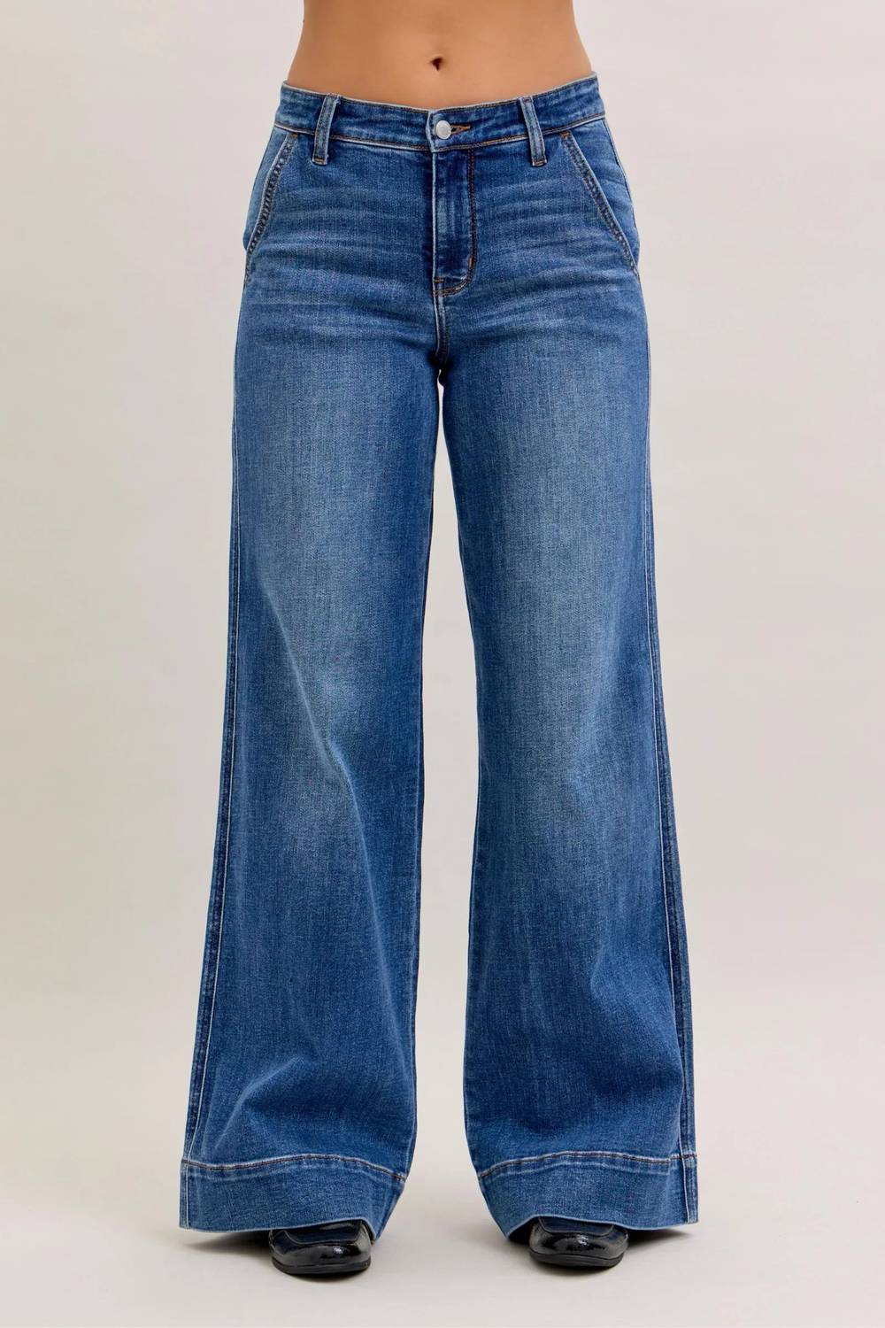 Judy Blue - Darcy Mid Rise Wide Leg Trouser Jeans