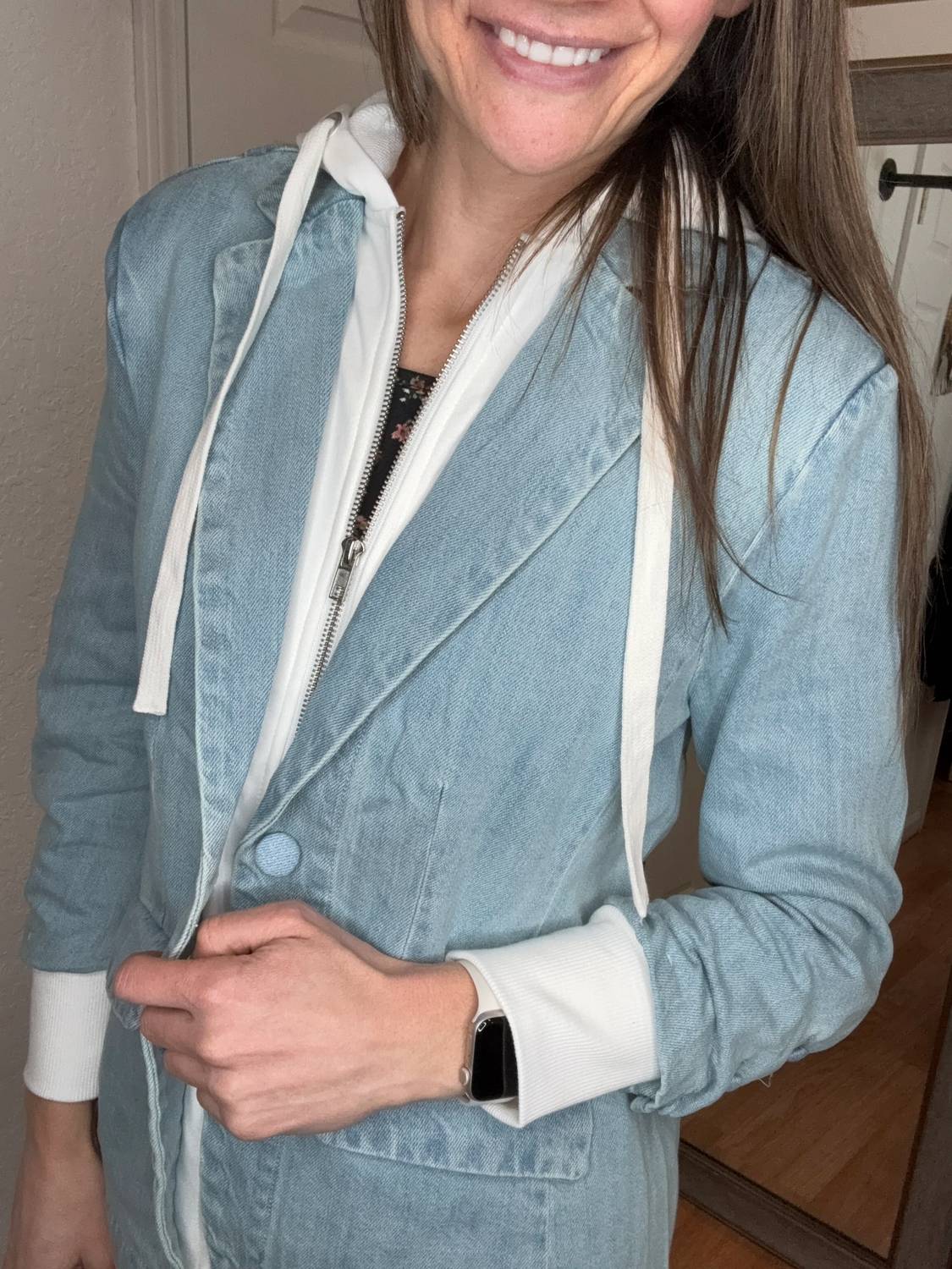 Risen - Billie Hooded Denim Blazer Jacket