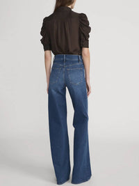 FRAME Houndstooth Gillian Top in americano multi - women's long sleeve top - detail view