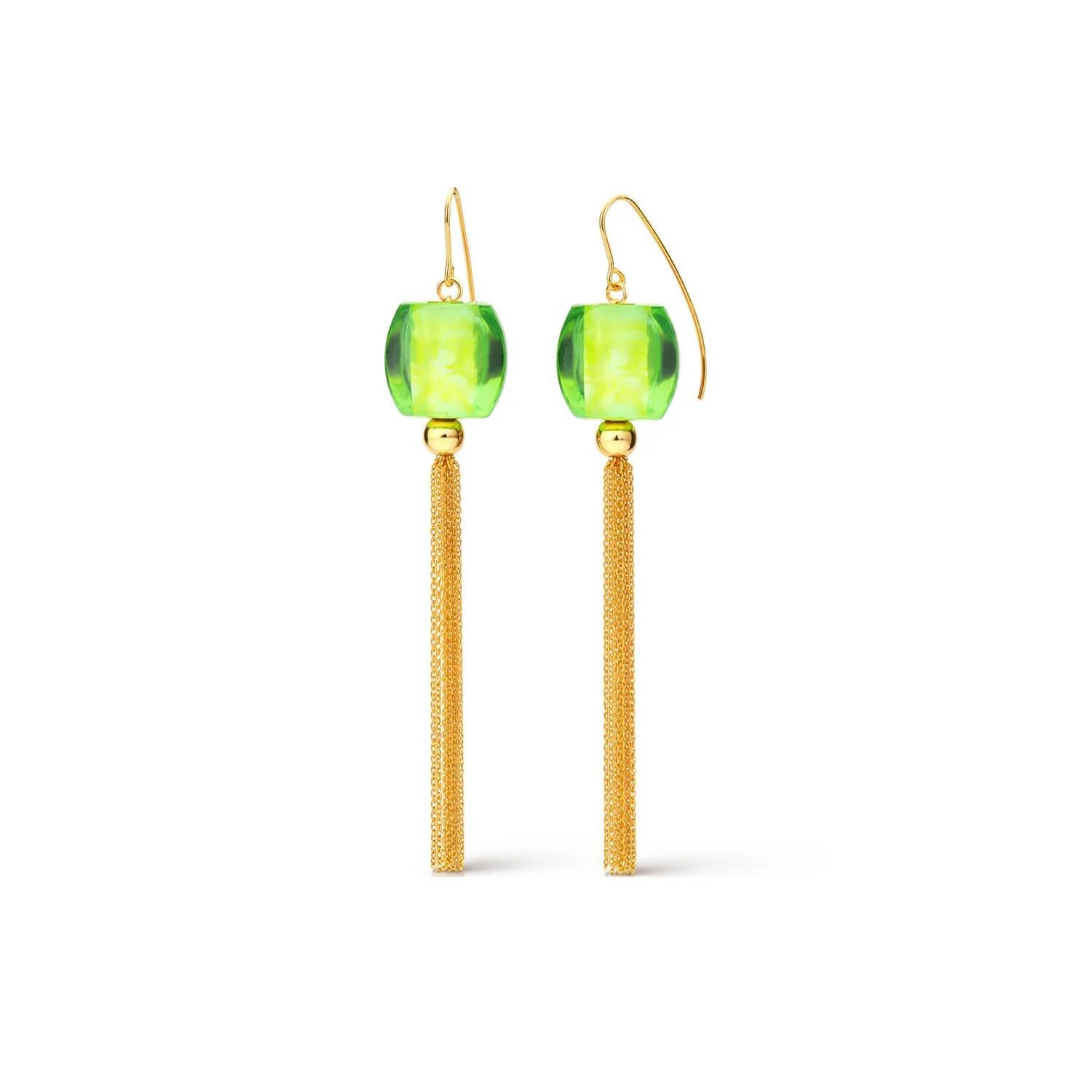Gold & Honey - Women's Tassel Bead Drop Earrings
