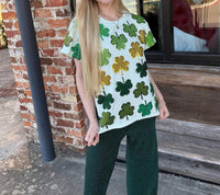 QUEEN OF SPARKLES Rhinestone Shamrock Tee in light green - women's t-shirt - alternate view
