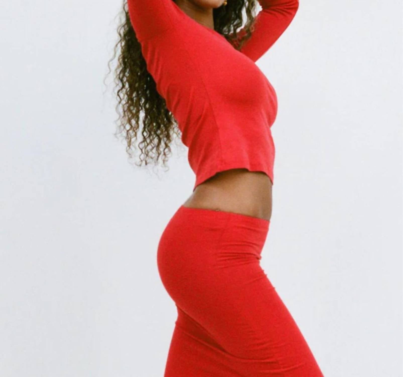 GIL RODRIGUEZ Turtleneck Long Sleeve Bellevue Tee in tomate - women's long sleeve top - alternate view