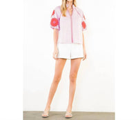 Thml - V-Neck Floral Puff Sleeve Top