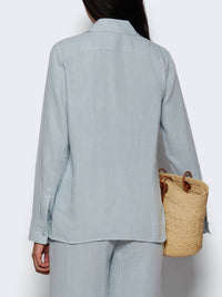 Eterne Constance Long Sleeve Button Down Shirt in dusty blue - women's long sleeve top - detail view