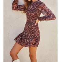 Dress Forum - Floral Ruffled Hem Smocked Mini Dress