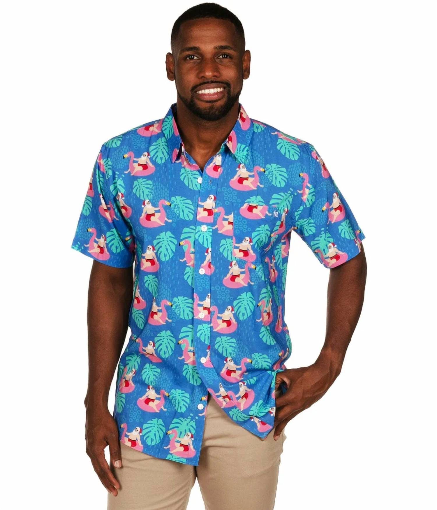 Tipsy Elves - Pool Party Santa Button Down Shirt