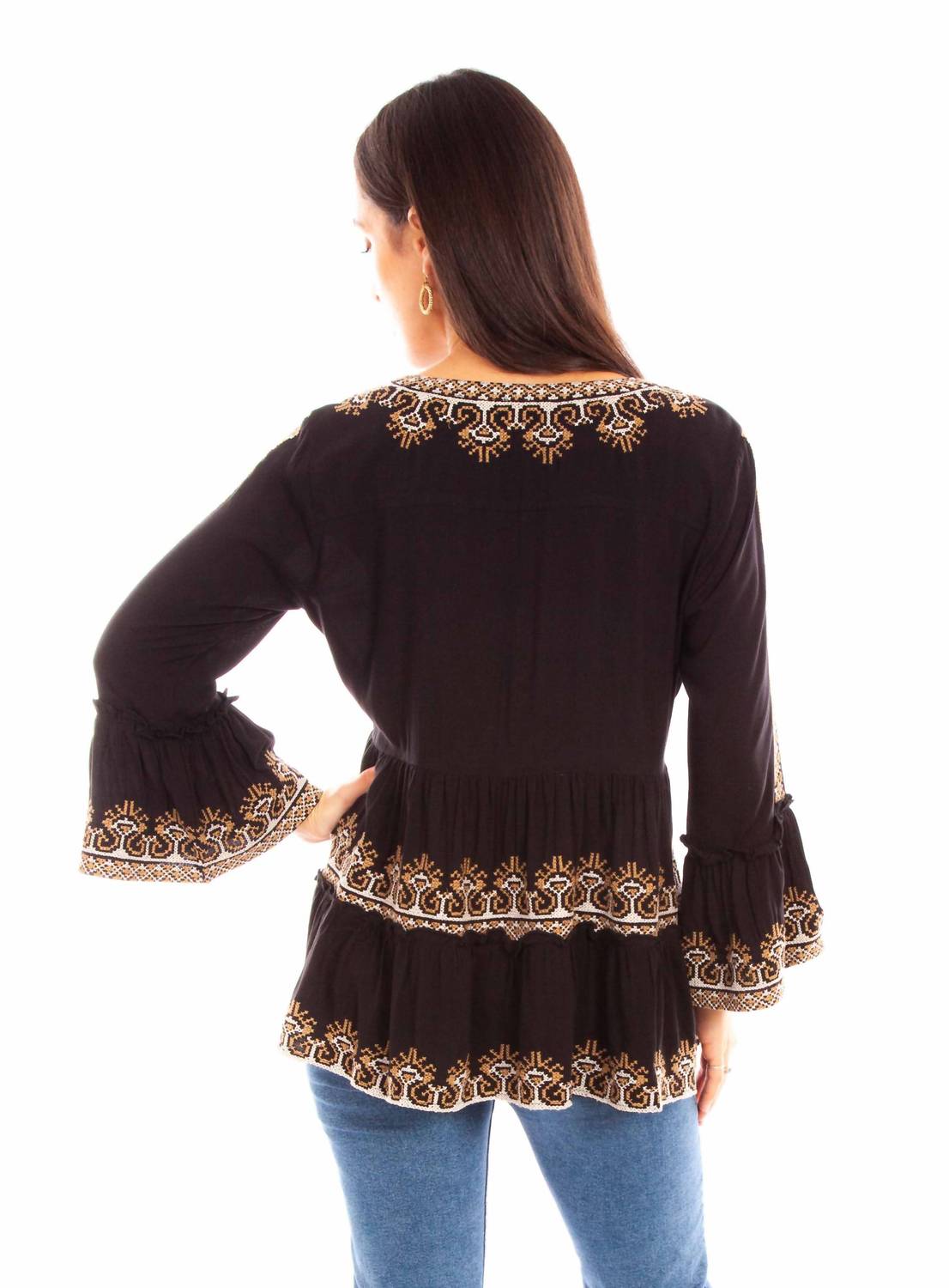 Scully - Embroidered Bell Sleeve Blouse