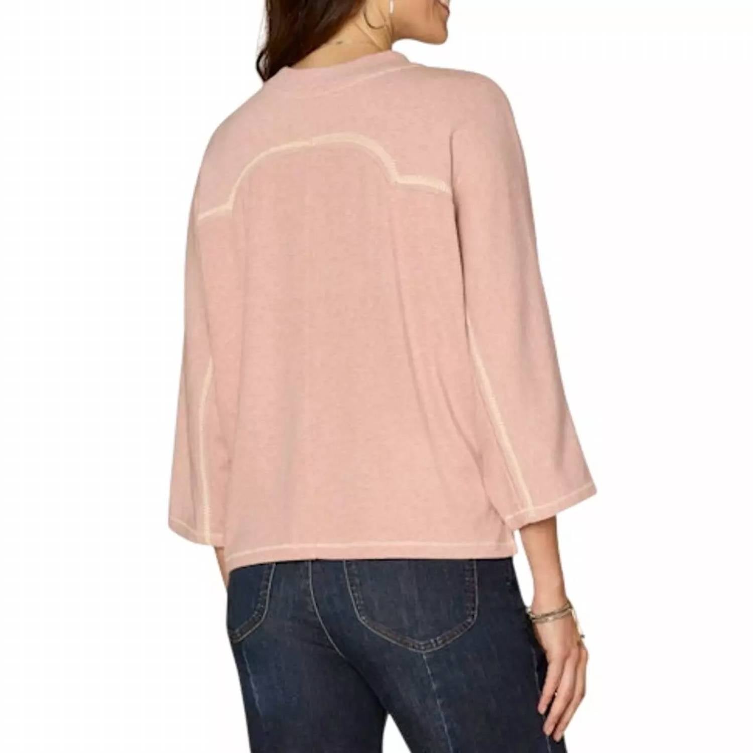Democracy - Petite 3/4 Sleeve Crewneck Knit Top