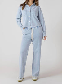 Dex Comfy And Collected Knit Pants in washed light blue - women's pants