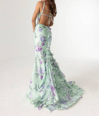 Rachel Allan Women's Prom Dress in sage lilac pink - women's dress - detail view