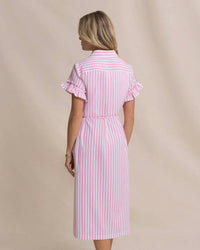 Southern Tide - Tyra Striped Ruffle Sleeve Midi Dress