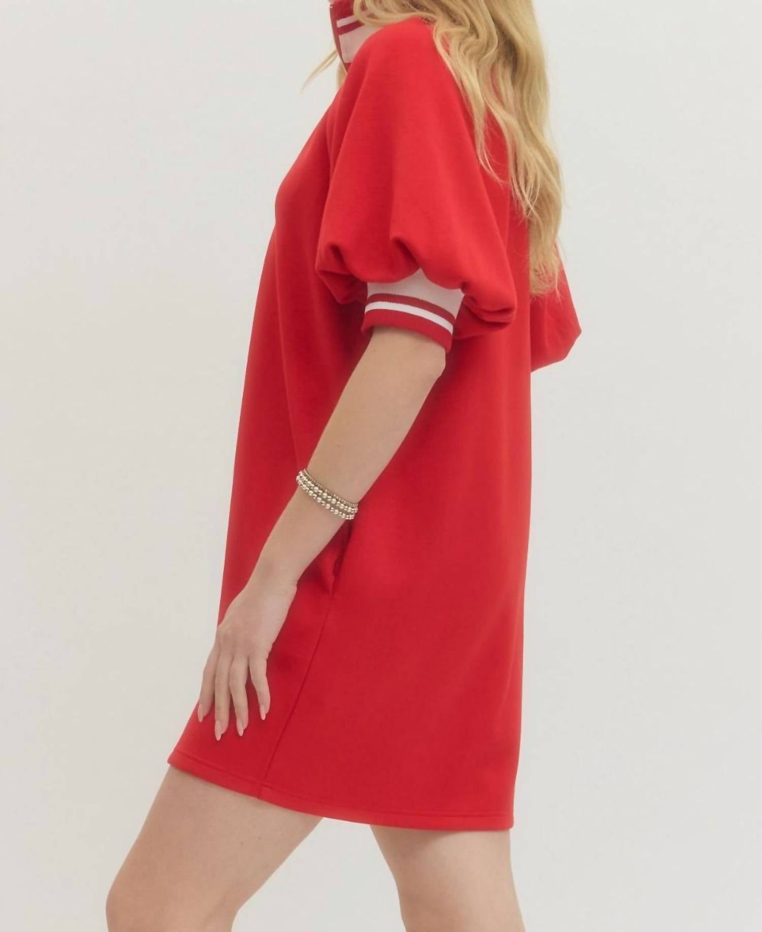 entro The Sadie Dress in red - women's dress - detail view
