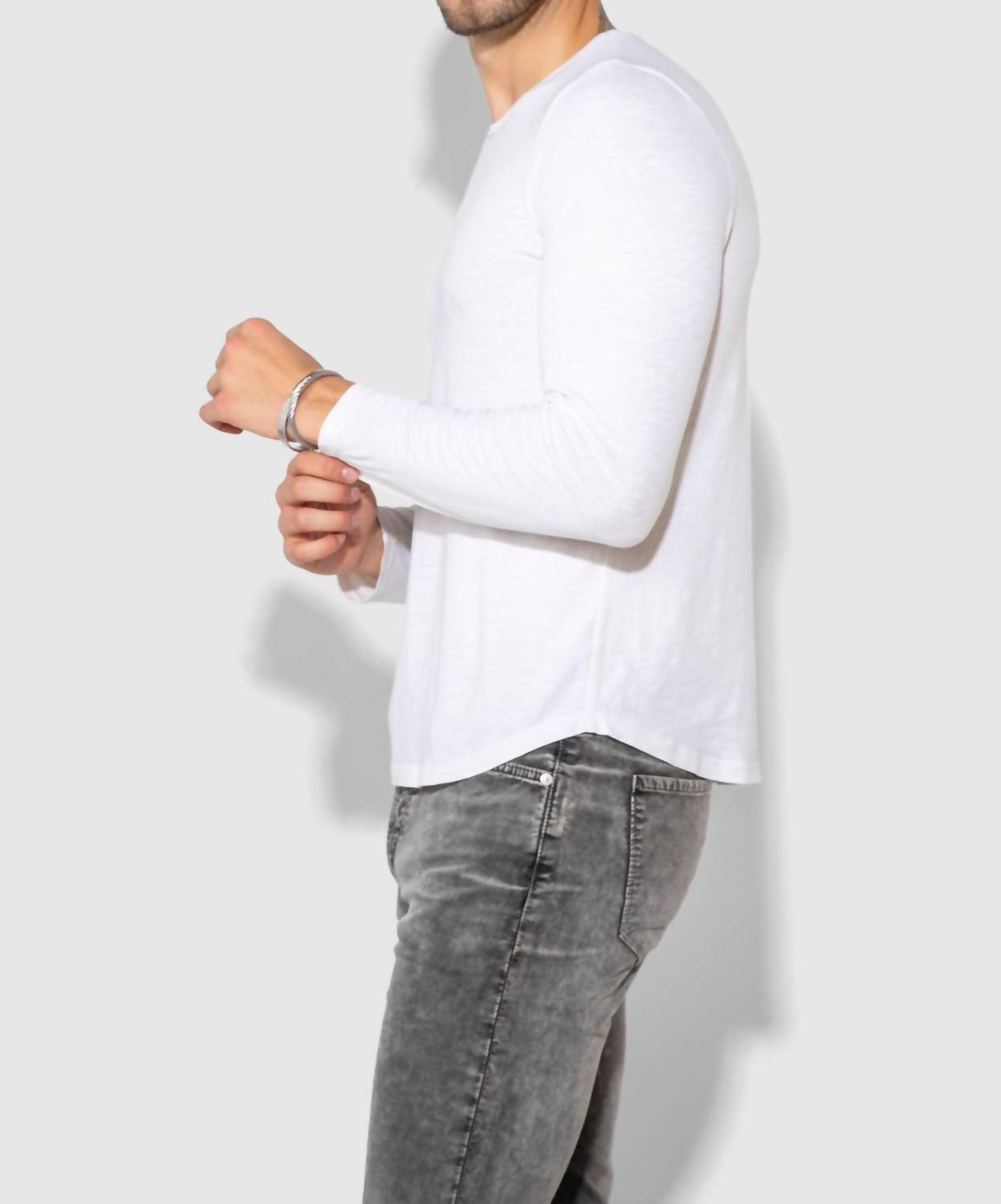 Monfrere Dann Long Sleeve Tee in vintage blanc - men's long sleeve top - alternate view