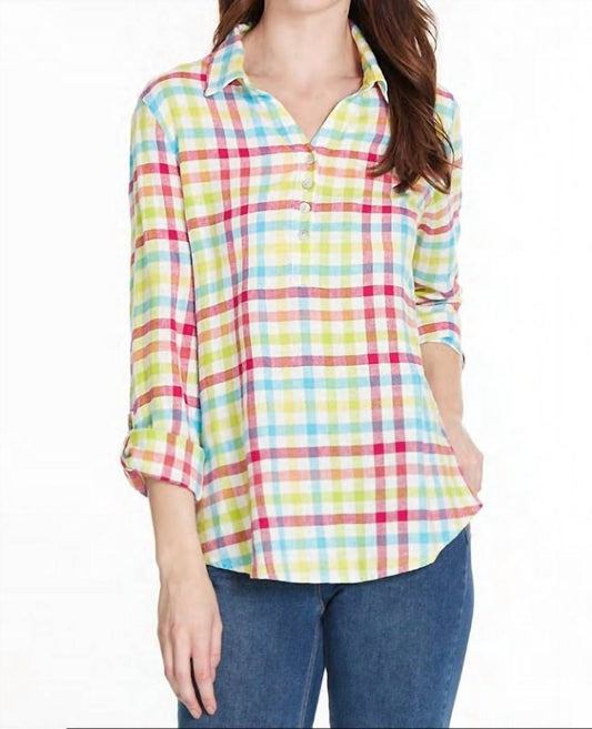 Woven Plaid Button Down Shirt