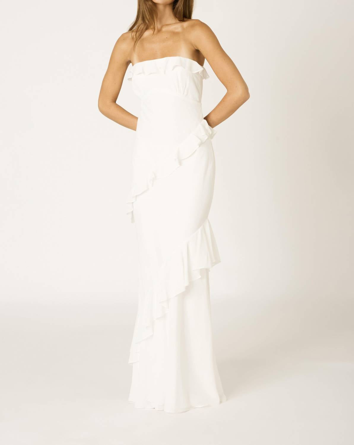 Cotton Candy La - Strapless Ruffle Tiered Maxi Dress
