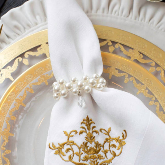 Arte Italica - Pearl with Teardrop Napkin Ring Set