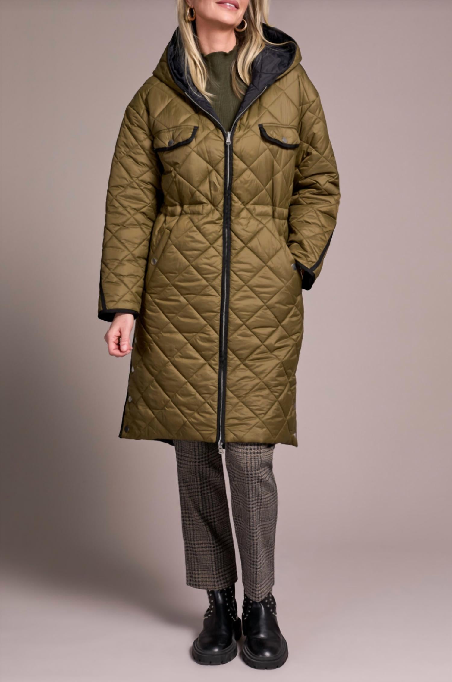 Tribal - Long Sleeve Zip Front Reversible Puffer Jacket