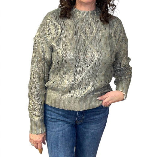 Grace & Lace - Foiled Cable Knit Sweater