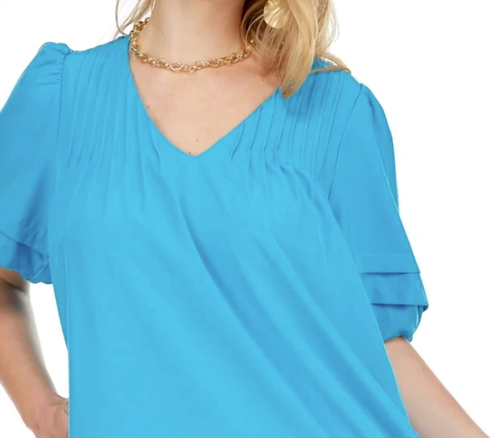 Joy Joy - Pleated Puff Sleeve Mini Dress