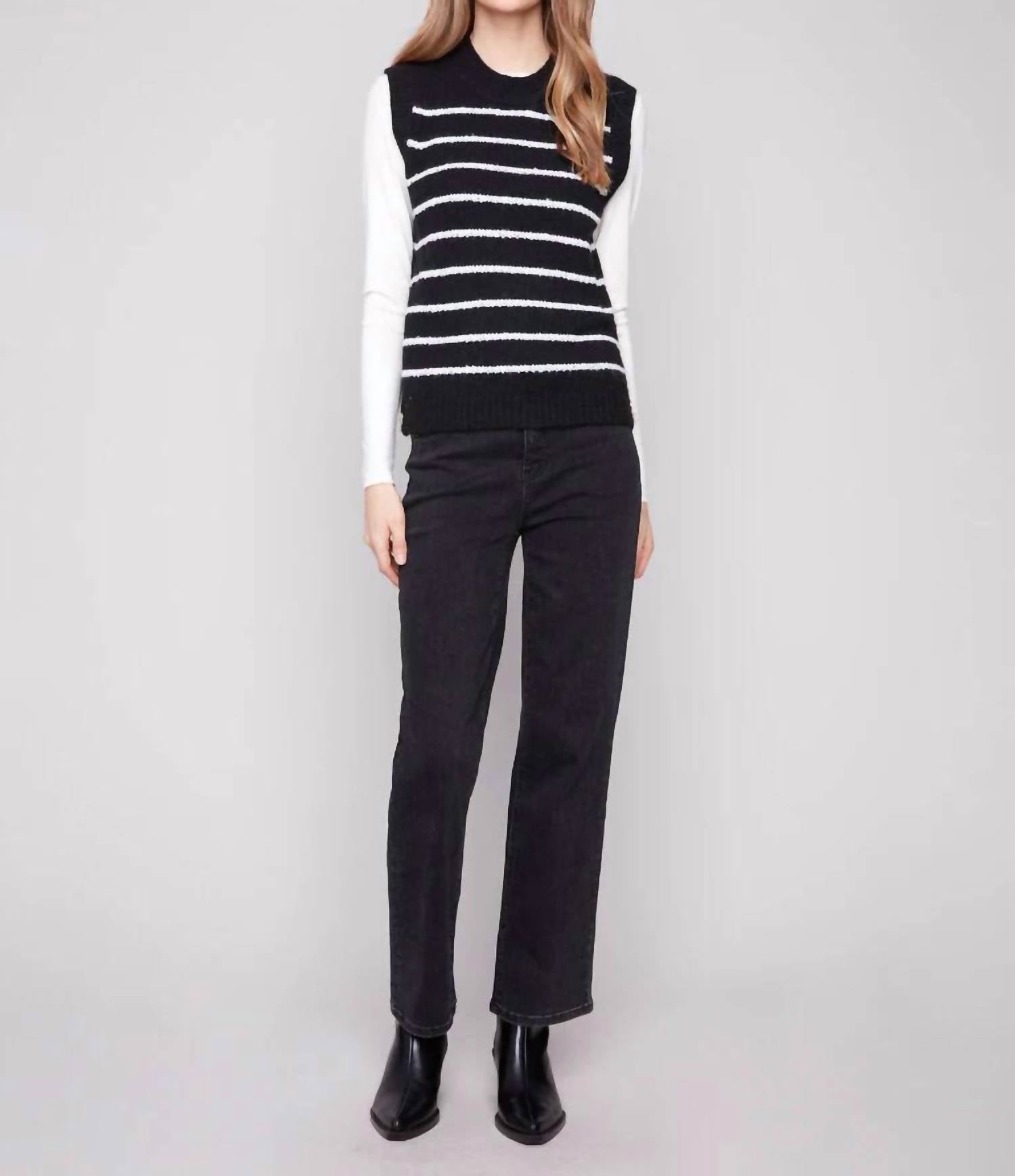 Charlie B - Striped Sleeveless Sweater Vest