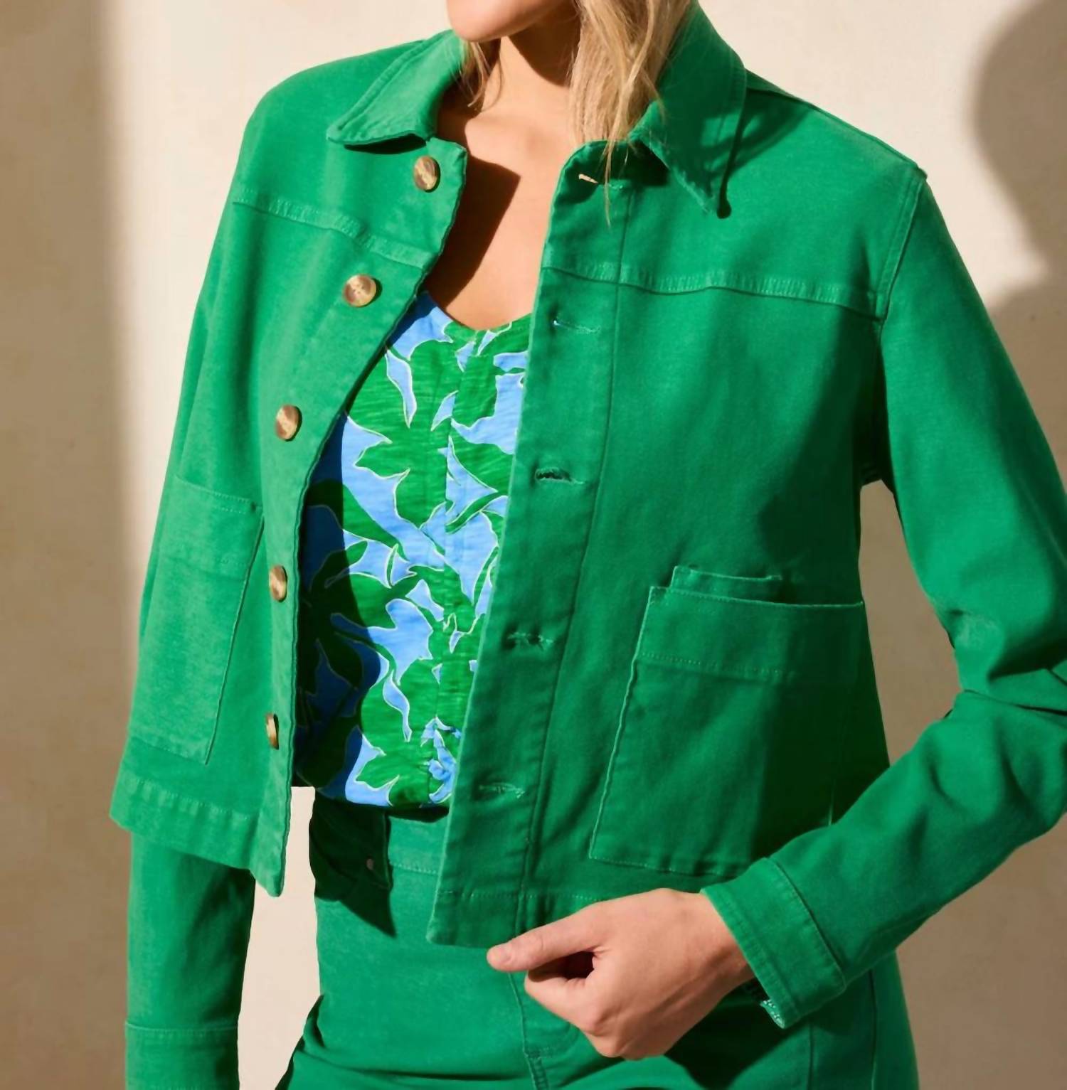 Tribal - Button Front Jacket With Horn Buttons