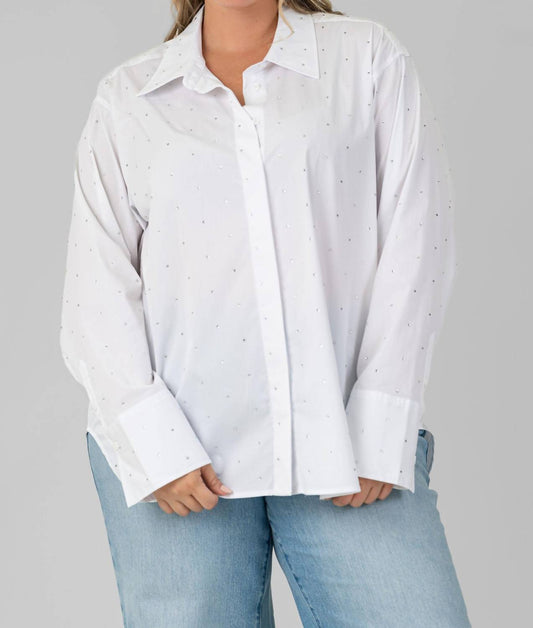 Good American - Crystal Good Button Down Long Lseeve Shirt - Plus