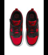 NIKE Youth's Court Borough Low Recraft Shoe in university red black white - kids' sneaker - detail view