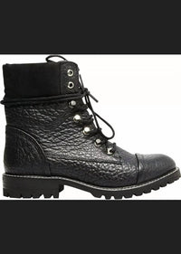 STEVE MADDEN Women's Zofie Leather Combat Boot in black - women's shoe - alternate view
