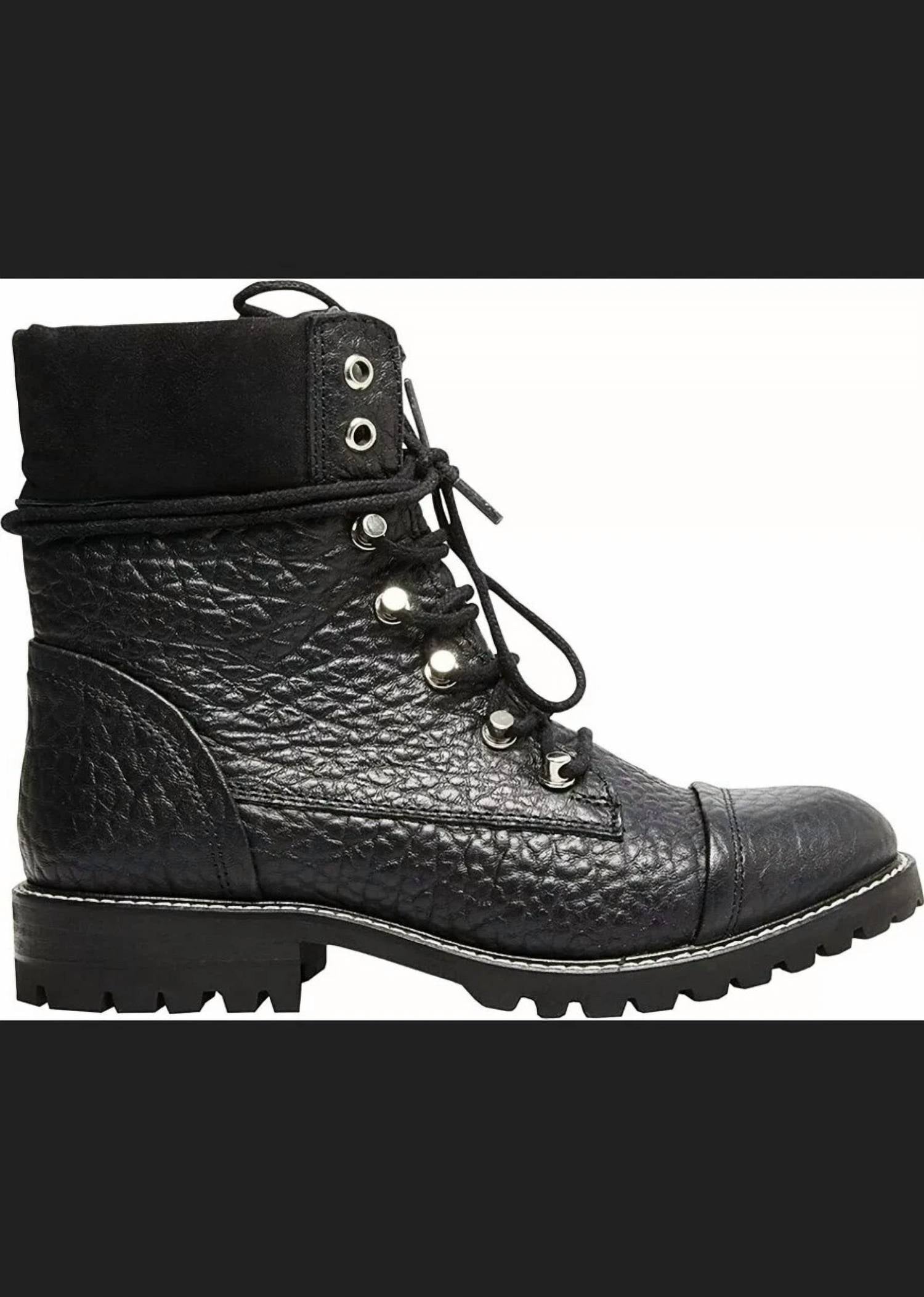 STEVE MADDEN Women's Zofie Leather Combat Boot in black - women's shoe - alternate view