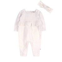 Viverano Organics - Kids' Organic Eyelet Baby Romper With Matching Headband