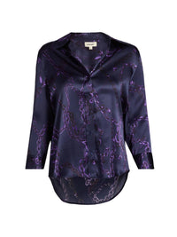 L'Agence - Dani 3/4 Sleeve Chain-print Silk Shirt