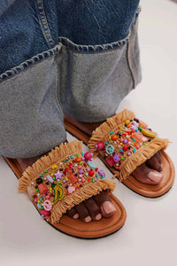 Free People Women's Shipwrecked Slide Sandals in multi - women's sandal - detail view
