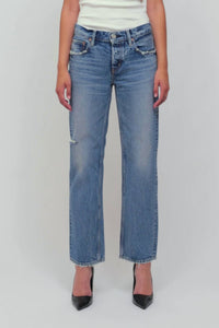 Moussy Vintage Carlstadt Low-rise Straight Jean in light blue - women's jeans