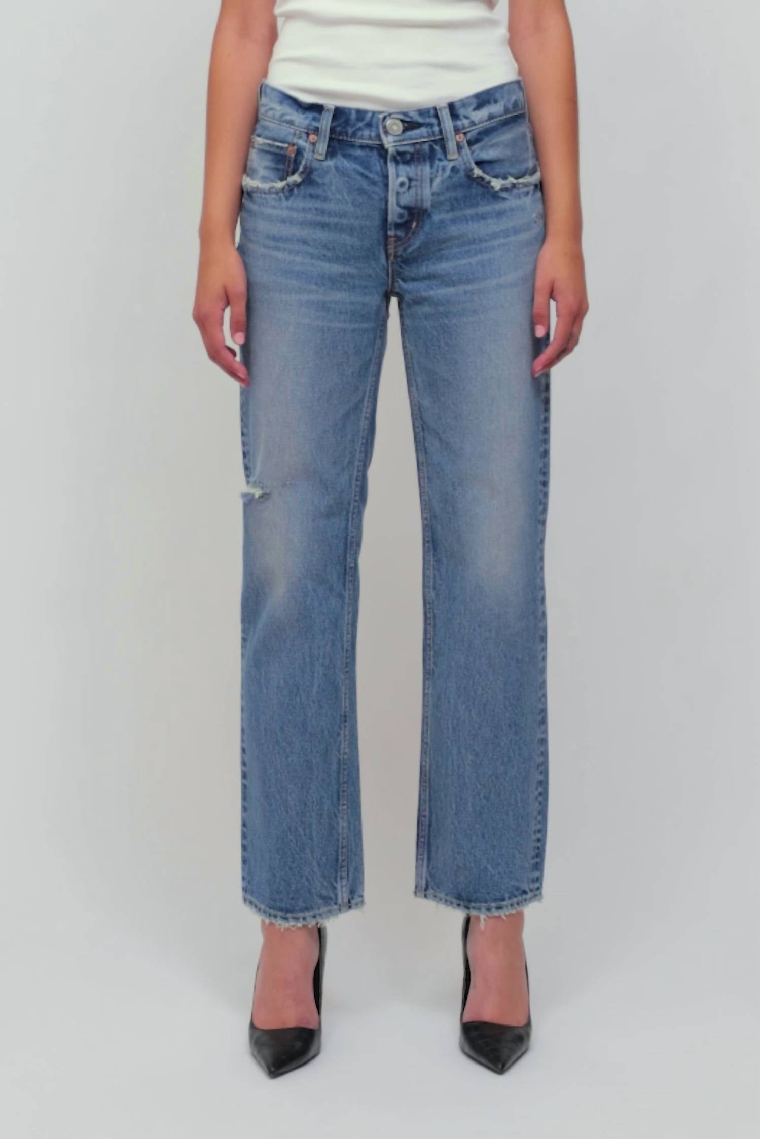 Moussy Vintage Carlstadt Low-rise Straight Jean in light blue - women's jeans