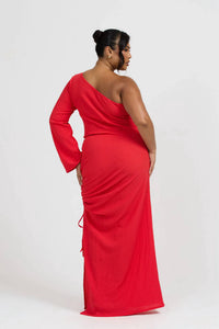 Fashion Szn Curve - One Shoulder Flare Sleeve Maxi Dress - Plus Size