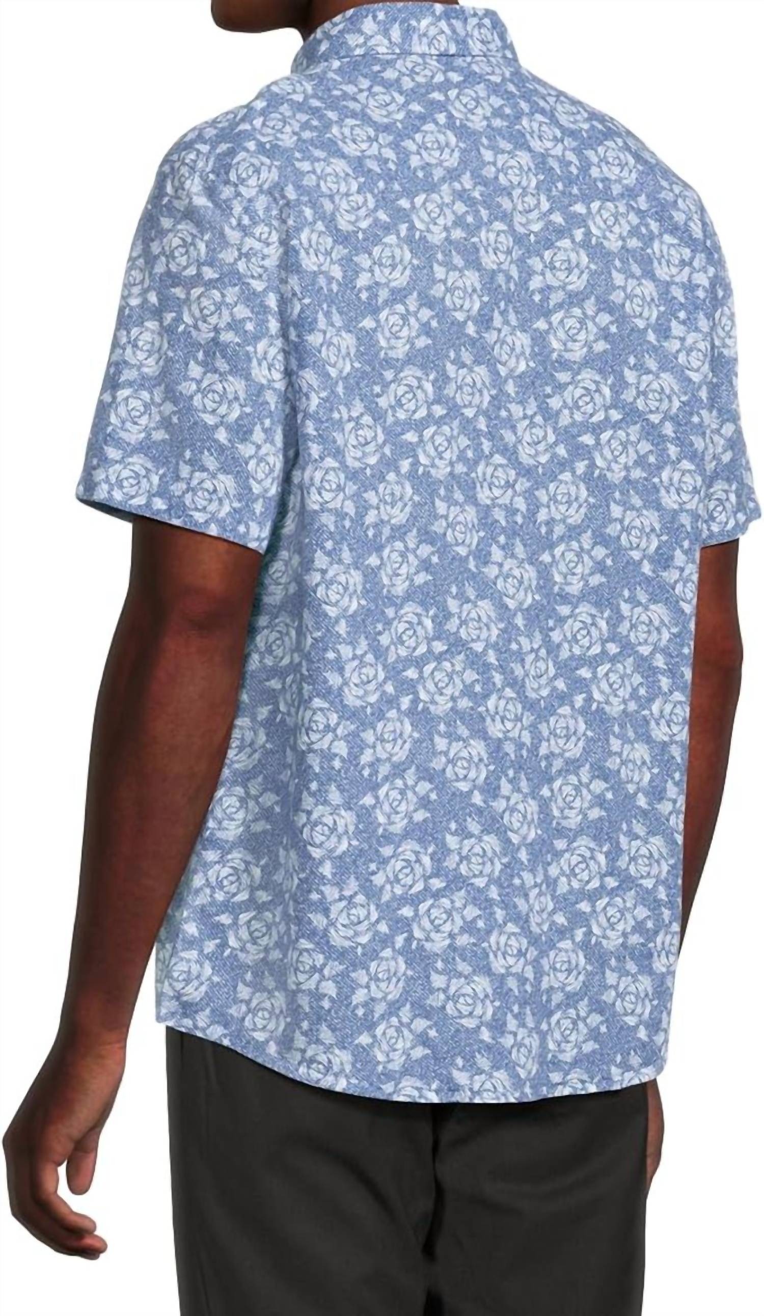 Johnston & Murphy - Short Sleeve Rose Print Linen Shirt