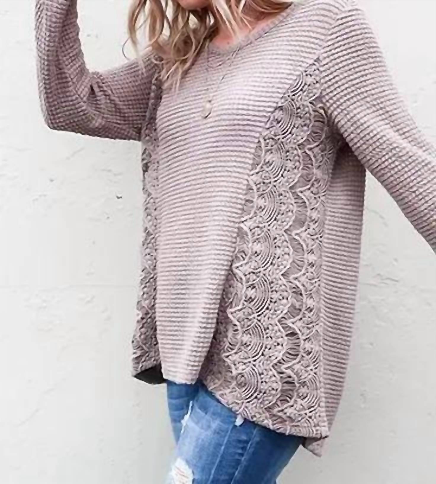 And The Why - Waffle Side Lace Top - Plus