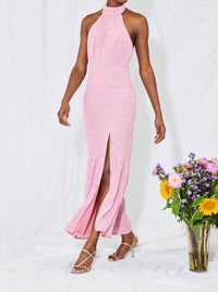 SAYLOR Audie Halter Midi Dress in pink - women's dress