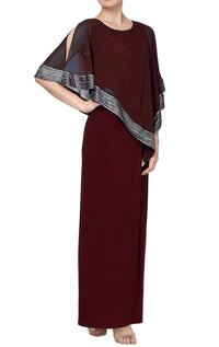 Long Asymmetrical Cape Overlay Dress