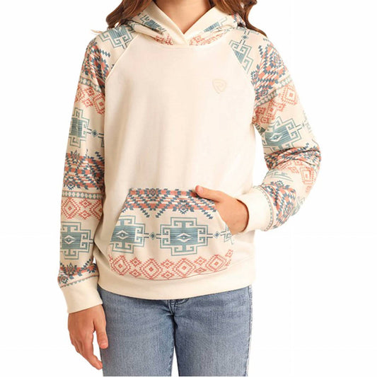 Rock & Roll Cowgirl - Girls Contrast Sleeve Hoodie