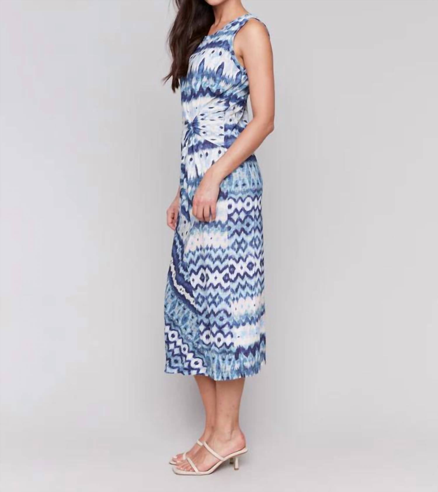 Charlie B - Sleeveless Cotton Dress With Faux Knot Detail