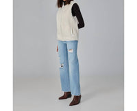LOLA JEANS Women’s Ava Sherpa Reversible Vest in white - women's jacket - alternate view