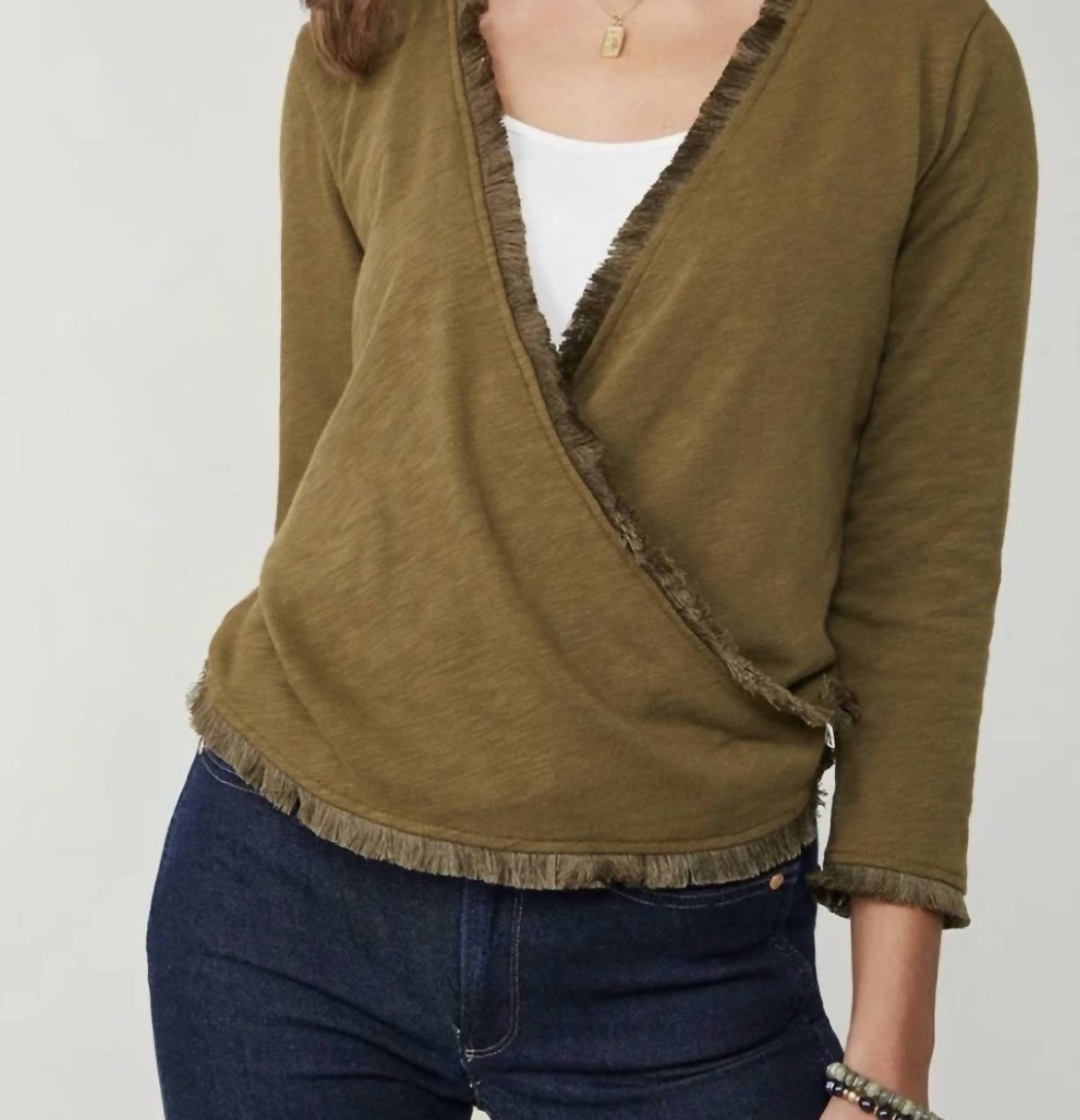 spartina 449 Clara Convertible Cardigan in olive - women's cardigan