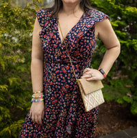Apricot - Spaced Ditsy Ruffle Wrap Dress