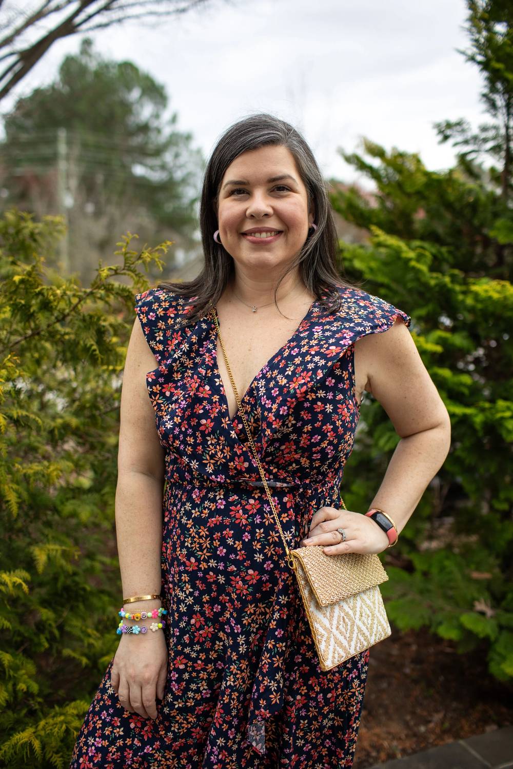 Apricot - Spaced Ditsy Ruffle Wrap Dress
