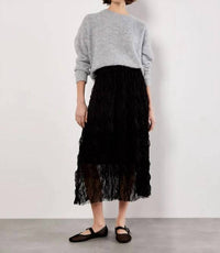 Apricot - Wavy Tulle Midi Skirt