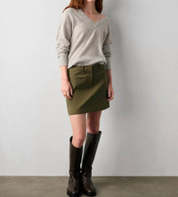 White + Warren - Cashmere Wide V-neck Long Sleeve Top