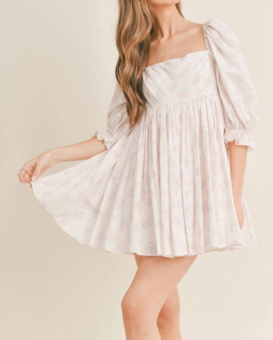 Mable - FLORAL PRINT PUFF SLEEVE SQUARE NECK MINI DRESS