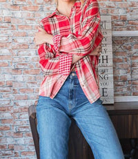Vanilla Bay ADHARA BUTTON DOWN SHIRT in red - women's shirt - detail view
