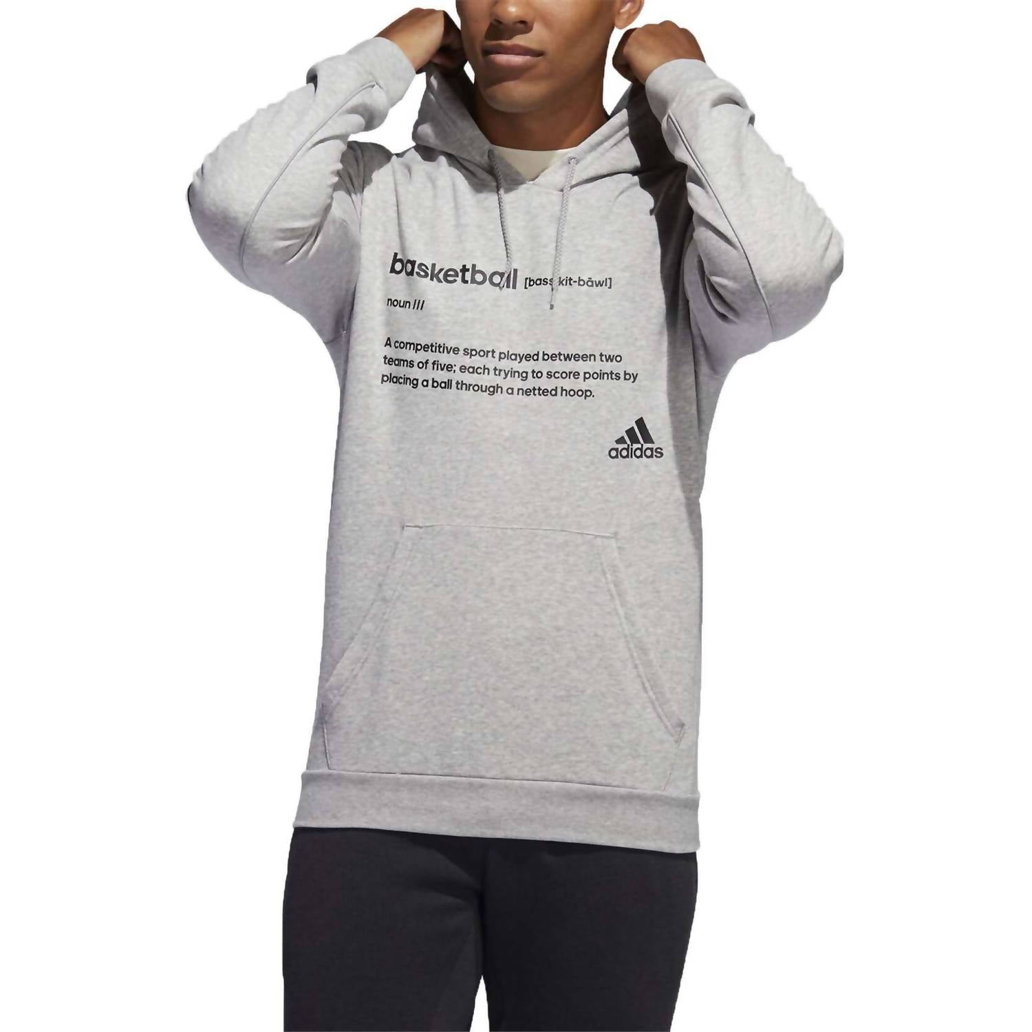 adidas Men's Definition Long Sleeve Basketball Hoodie in medium gray heather - men's shirt